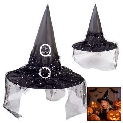 Black Pentagram Wizard Hat