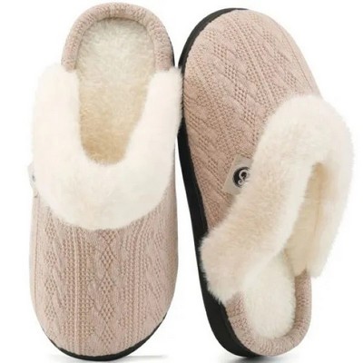 Ecetana Women's Warm Knit House Slippers w/Memory Foam