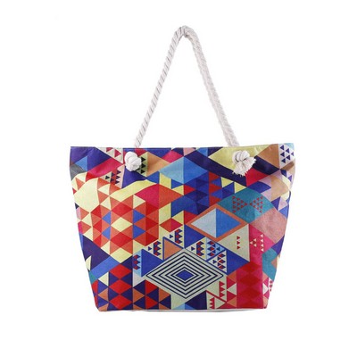 Bohemian Canvas Beach Tote Bag