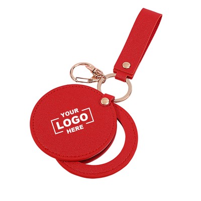 Leather Keychain with Mirror