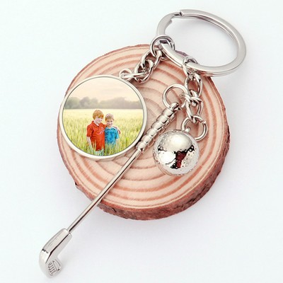 Golf Ball Shaped Keychain Golf Club Golf Shaft Keychain