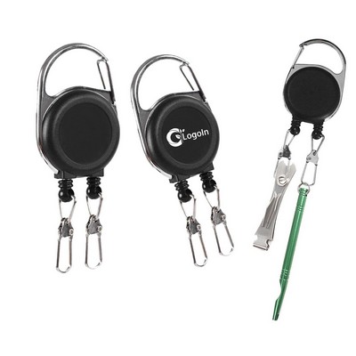 Heavy Duty Double Pull Retractable Keychain Buckle Badge Reel Holder