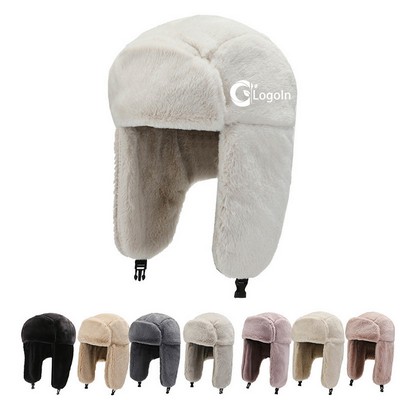 Women's Trapper Ear Flap Hat with Buckle Trooper Faux Fur Winter