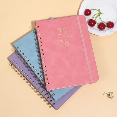 July 2025 - June 2026 A5 Weekly Monthly Planner Notebook Agenda with Card Pocket