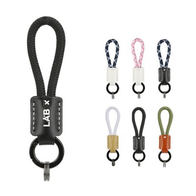 Elite D-Shape Cowhide Leather Keychain