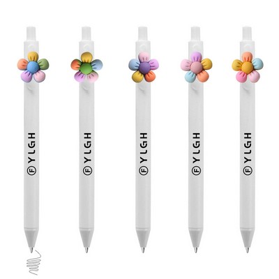 Click Activated Pen With Colorful Round Flower