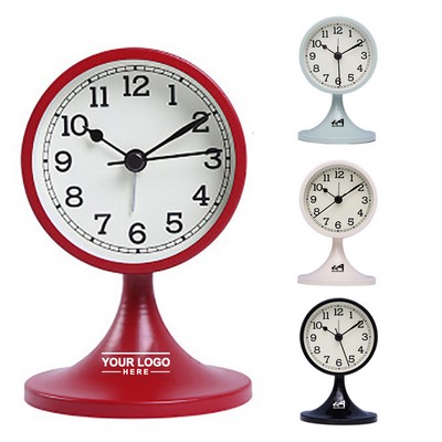 Metal Round Alarm Clock W/ Handle
