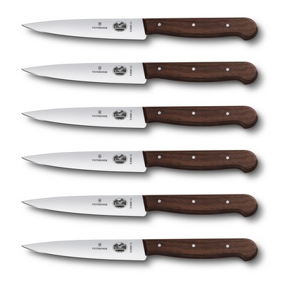 Wood, Steak Knife Set, 6 Piece, 12cm, Straight Edge, Modified Maple