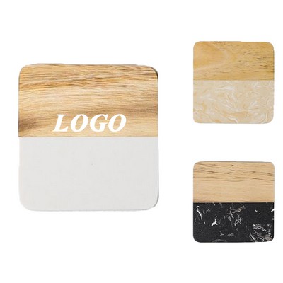 Marble & Wood Coaster Set