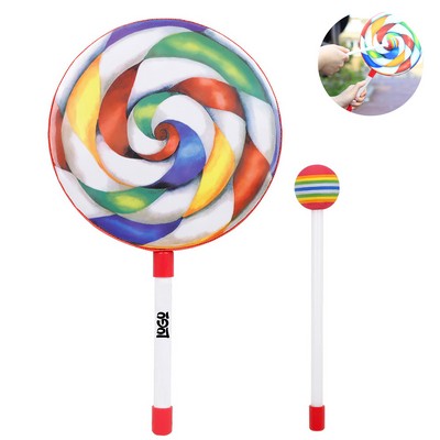 Kids Plastic Music Hand Drum Toy w/ Lollipop Design