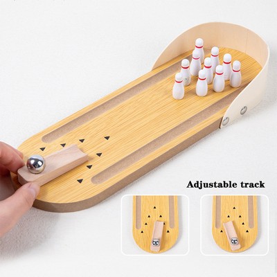 Compact Wooden Mini Bowling Game