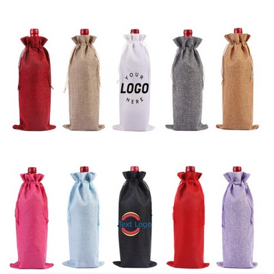 Custom Linen Wine Bottle Bag