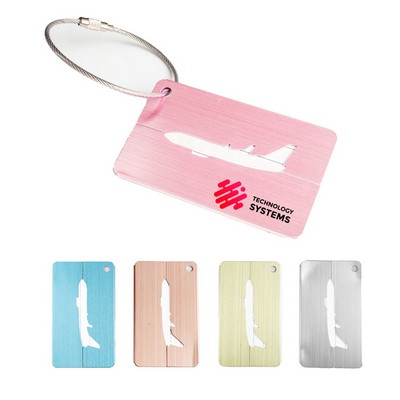 Airplane-Shaped Hollow Metal Luggage Tag