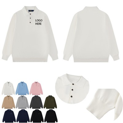 Men's Long Sleeve Quarter Zip Polo Fleece Sweatshirt