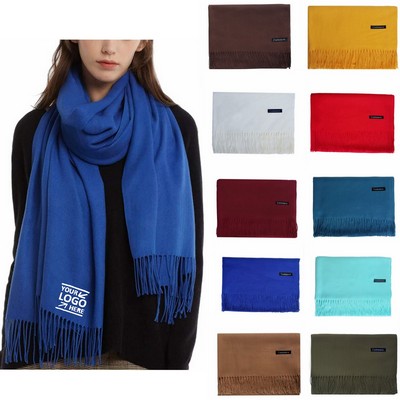 Winter Long Pashmina Wrap Shawl Scarf With Fringes
