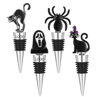 Halloween Wine Bottle Stopper Creative Ghost, Spider & Cat Design Red Wine Preservation Seal