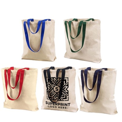Classic Canvas Tote Bag with Colored Handles