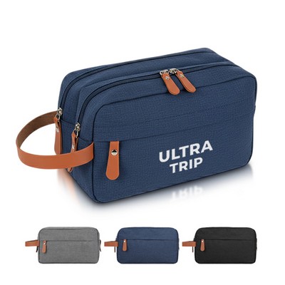 Heathered Polyester Travel Toiletry Bag