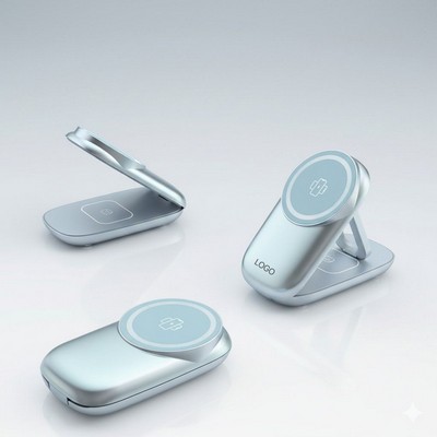 Foldable 3-In-1 Magnetic Wireless Charger 15W Fast Charging Stand for Phone and Watch