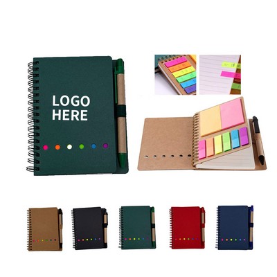 Spiral-bound Lined Kraft Sticky Notepad