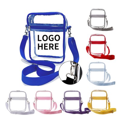 Stadium-Approved Clear Crossbody Bag with Adjustable Strap