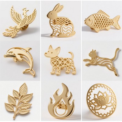 Custom Hollow-Out Metal Brooch