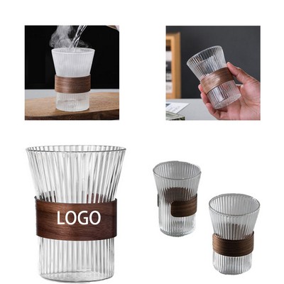 Vertical Grain Wood Insulated Glass Cup