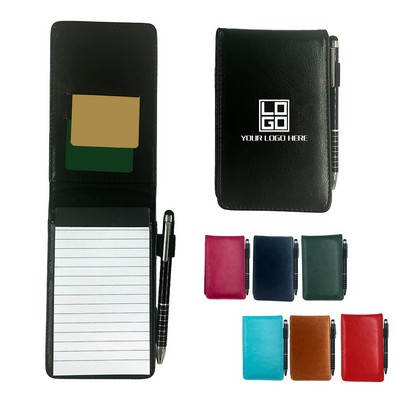 Leather A7 Mini Pocket Notebook Notepad Holder W/ Ballpoint Pen