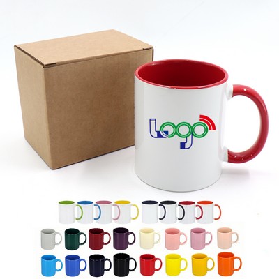 11oz Ceramic Coffee Mug With Colored Handle And Interior