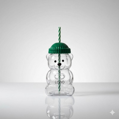 Bear Straw Cup Portable Water Bottle with Lid and Straw