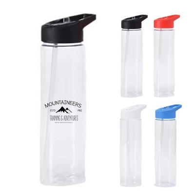 24oz Spill-Proof Flip Straw Water Bottle with Flexible Straw
