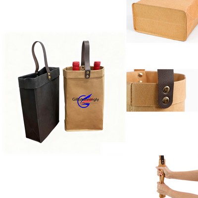 Washable Kraft Paper Wine Tote Bag