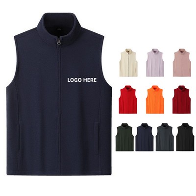 Unisex Full Zip Fleece Vest Sleeveless