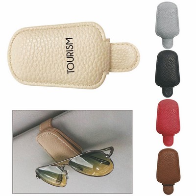 Car Magnetic Leather Sunglass Holder