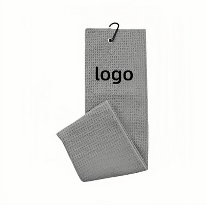 Waffle Weave Microfiber Golf Towel with Pineapple Print and Custom Embroidery