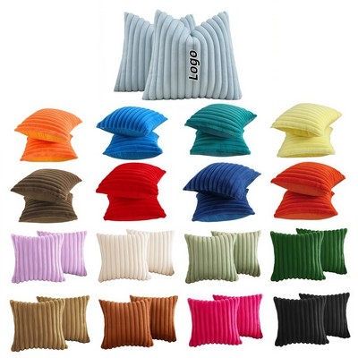 Plush Rabbit Fur Look Pillow Cover Solid Vertical Stripe