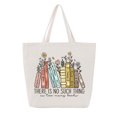 Canvas Tote Bag with Pockets, Cotton Canvas Tote, Book Lovers Gifts