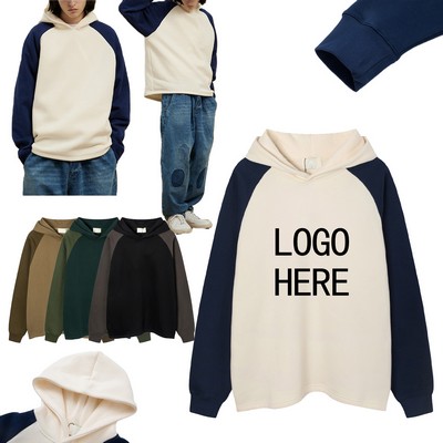 Heavyweight Two-Tone Fleece-Lined Hooded Sweatshirt