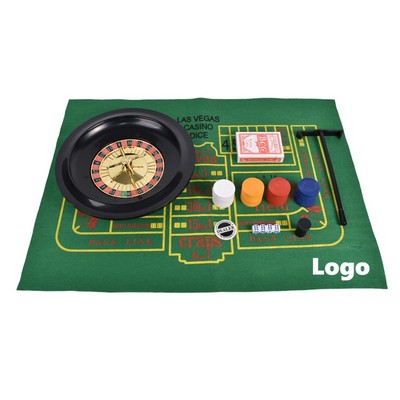 Gambling Wheel With Reversible Roulette And Chips Cards