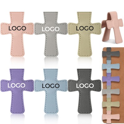 Compact Elegant Soft Pu Leather Magnetic Secure Page Holder Cross Bookmark