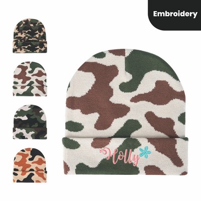 Personalized Camouflage Cuffed Beanie for Unisex