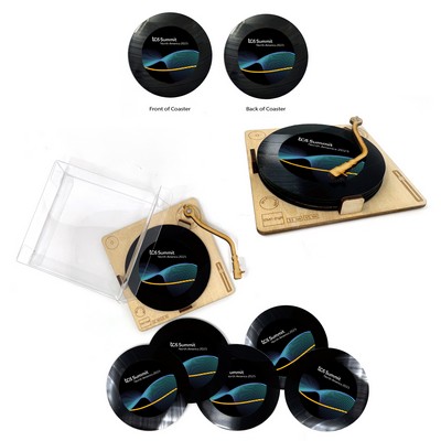 2-Sided Upcycled Record Coasters - Sets of 6 - Turntable Coaster Holder