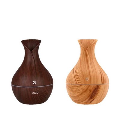 Wood Grain Vase Humidifier USB Mushroom Diffuser & 7-Color LED Ambient Light