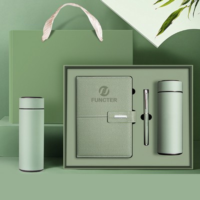 A5 Leatherette Cover Magnetic Snap Notebook Gift Set with Pen and Vacuum Cup