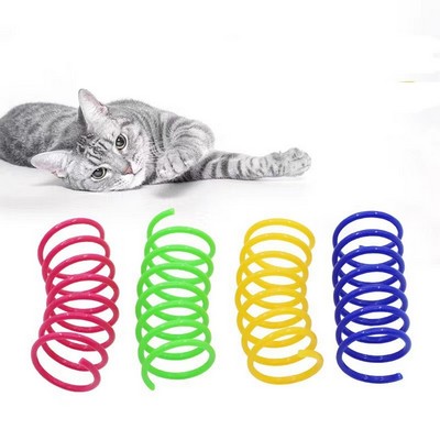 Spring Cat Toys High-Elasticity Plastic Coils Interactive Bouncing & Rolling Chase Toys