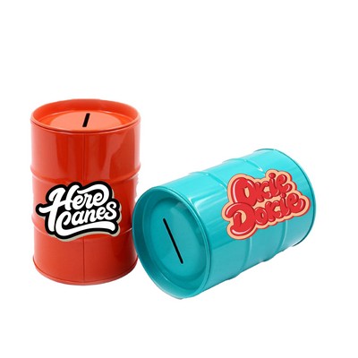 Tin Barrel Piggy Bank