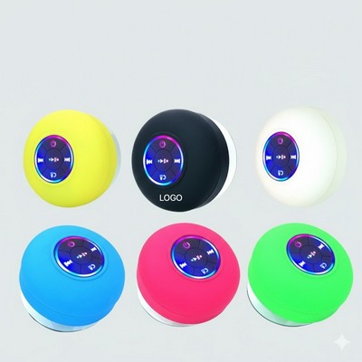 Waterproof Bluetooth Shower Speaker LED Glowing Wireless Sound Box Suction Phone Holder