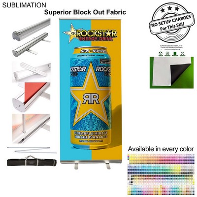 Sublimated Premium Retractable Pull Up Banner, Superior Block Out Fabric, Standard Base (33.5"x79")