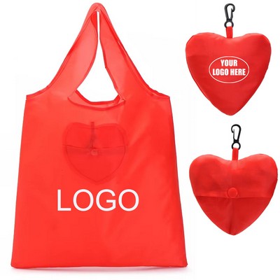 Heart Shape Polyester Shopping Tote Bag