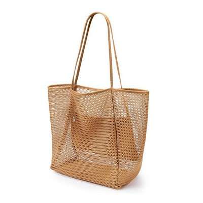 Foldable Mesh Beach Tote Bag Lightweight Breathable Summer Shoulder Bag Portable Sand-Proof